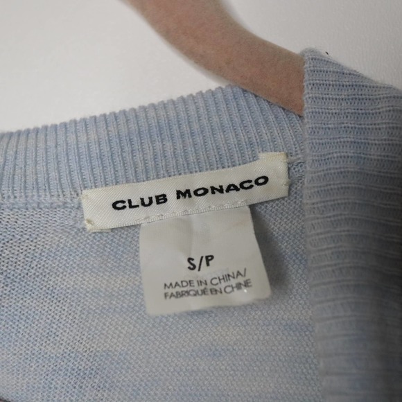 CLUB MONACO Sidone Bow Back Wool Sweater Crew Neck Melange Blue Women's S - Picture 9 of 12